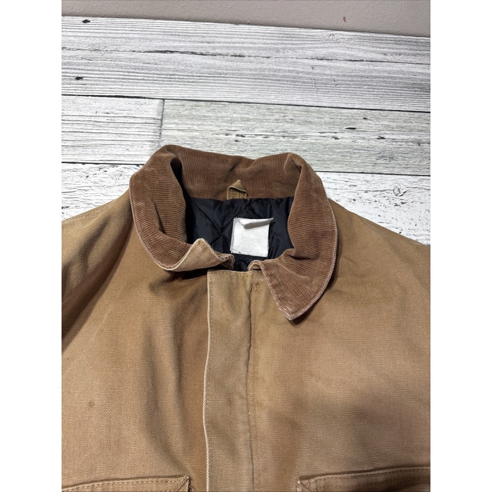 Men's Carhartt Brown Canvas Zip Jacket w/ Corduroy Collar, 48 Tall. C03 BRN READ - Picture 8 of 16